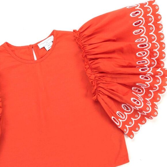 NWT Stella McCartney Kids Girls' Scalloped Organic Cotton Top.  Size 14 - Picture 3 of 9